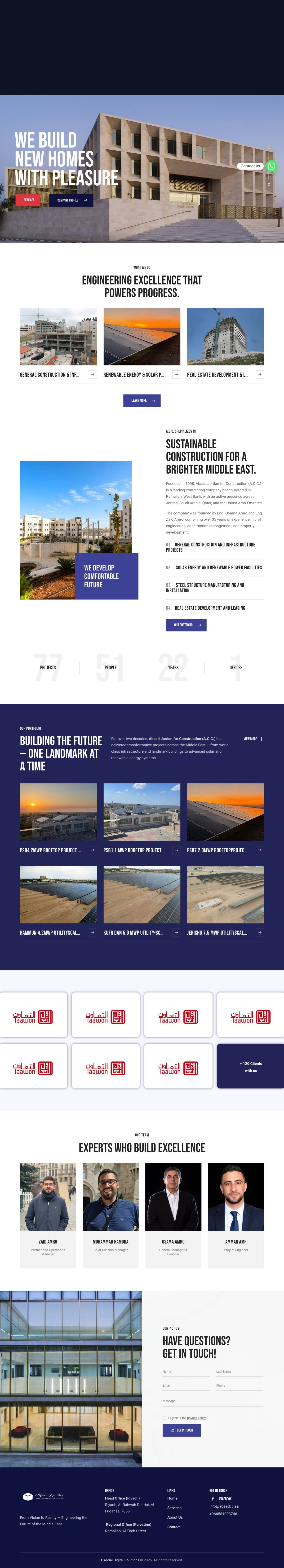 Abaad Contracting website, desktop view