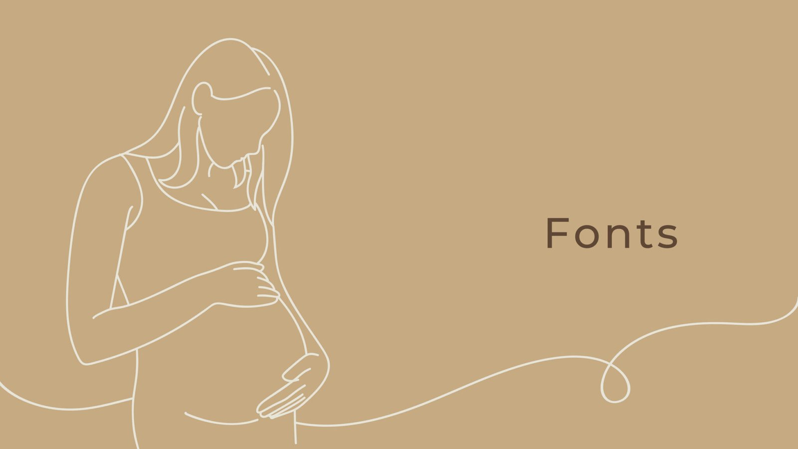A continuous single line drawing of a pregnant woman, opening the type section.