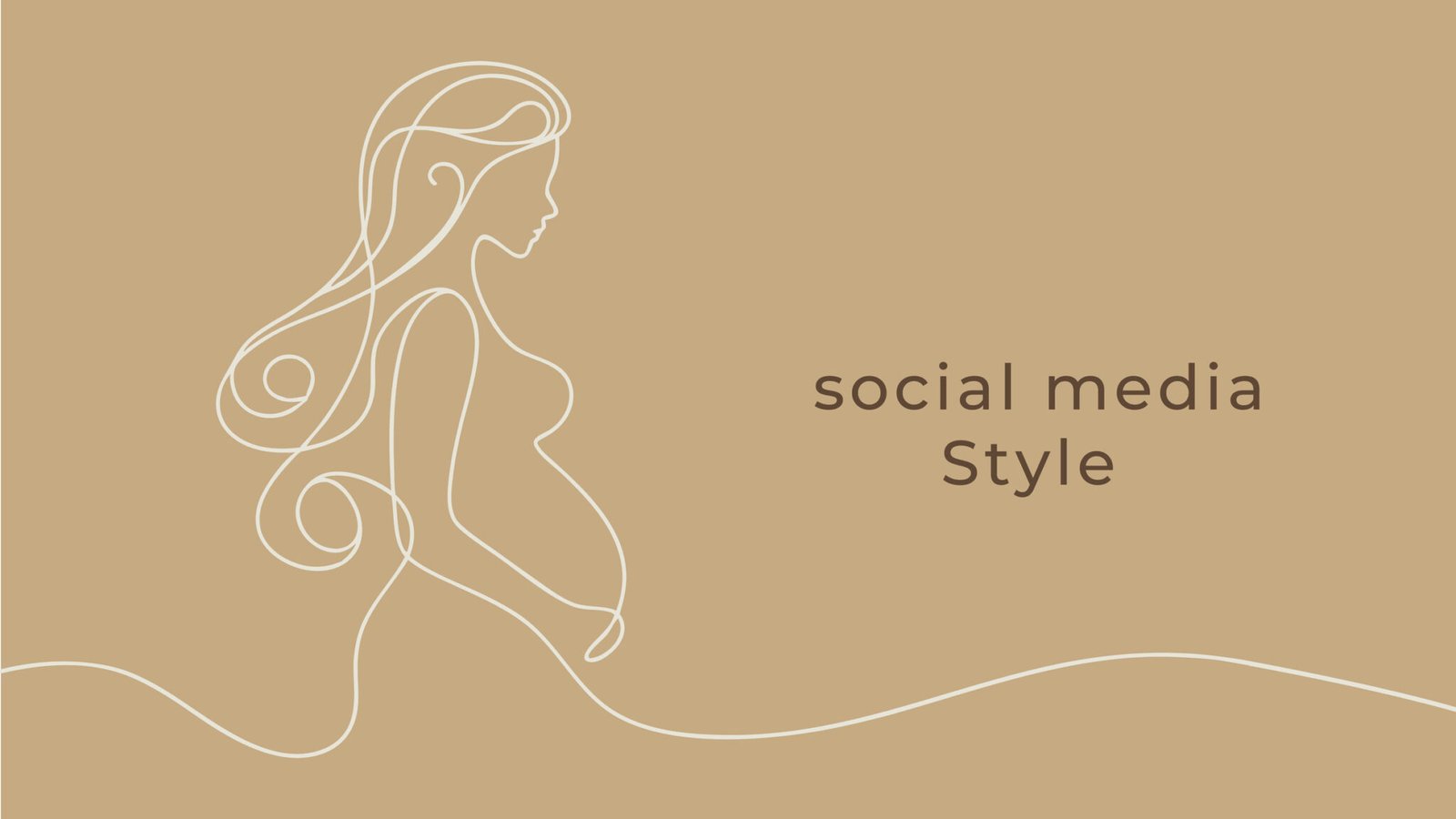 A continuous single line drawing of a pregnant woman, opening the social media section.