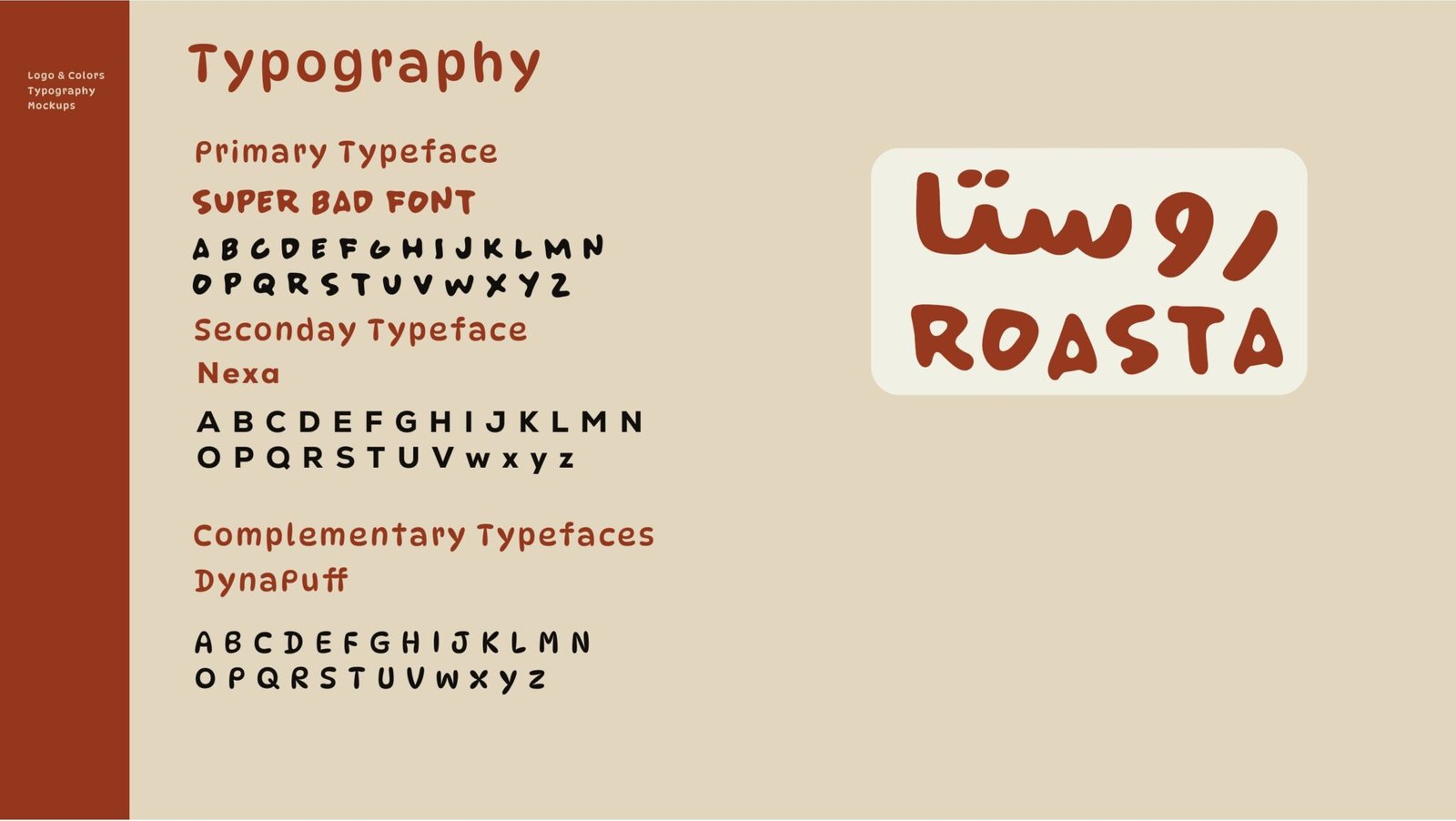 Roasta brand book page