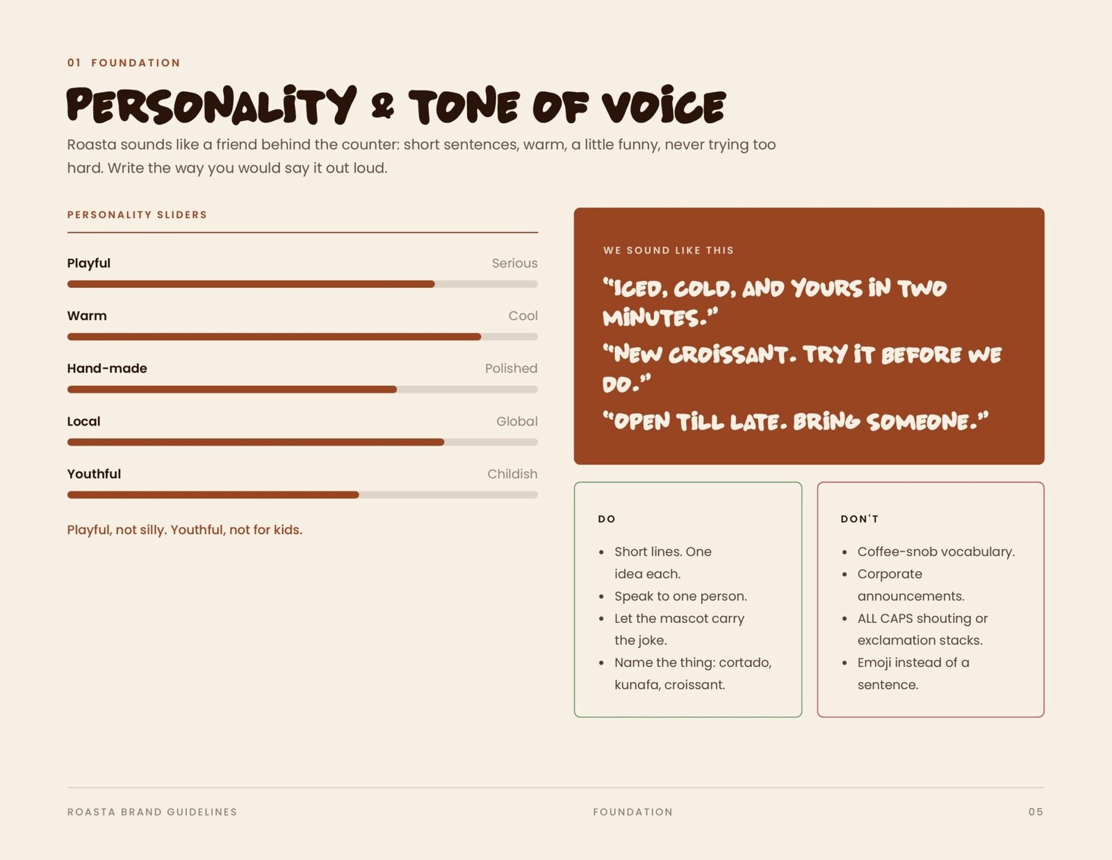 Roasta brand guidelines page 5, by Envision Creative