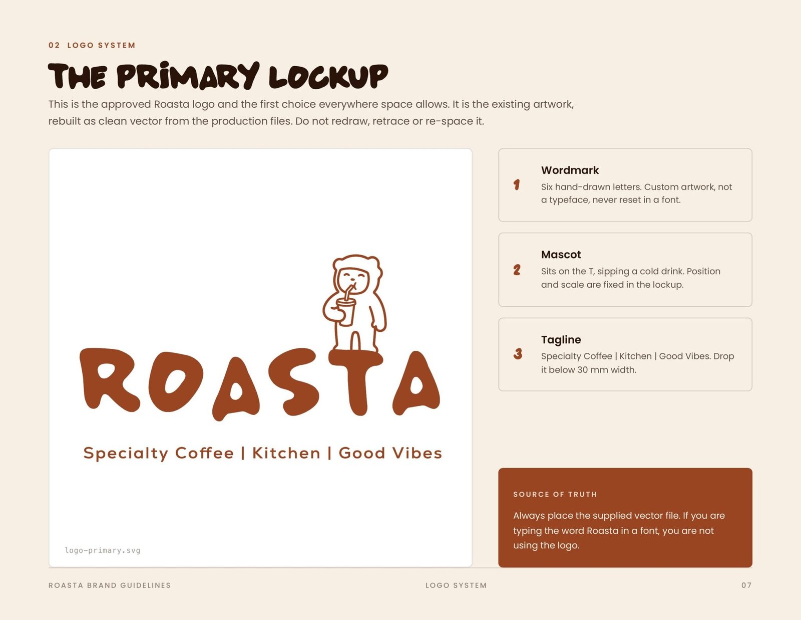 Roasta brand guidelines page 7, by Envision Creative