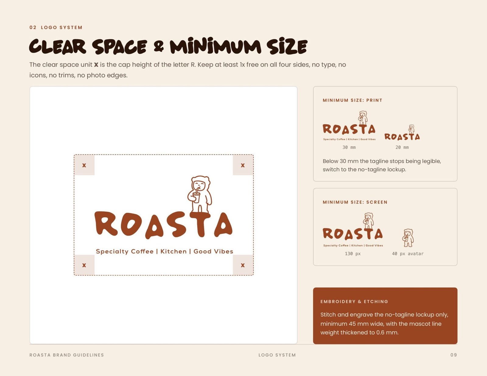 Roasta brand guidelines page 9, by Envision Creative