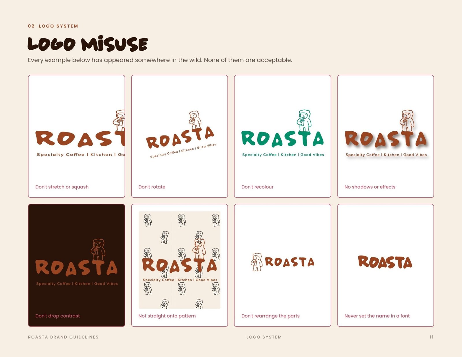 Roasta brand guidelines page 11, by Envision Creative