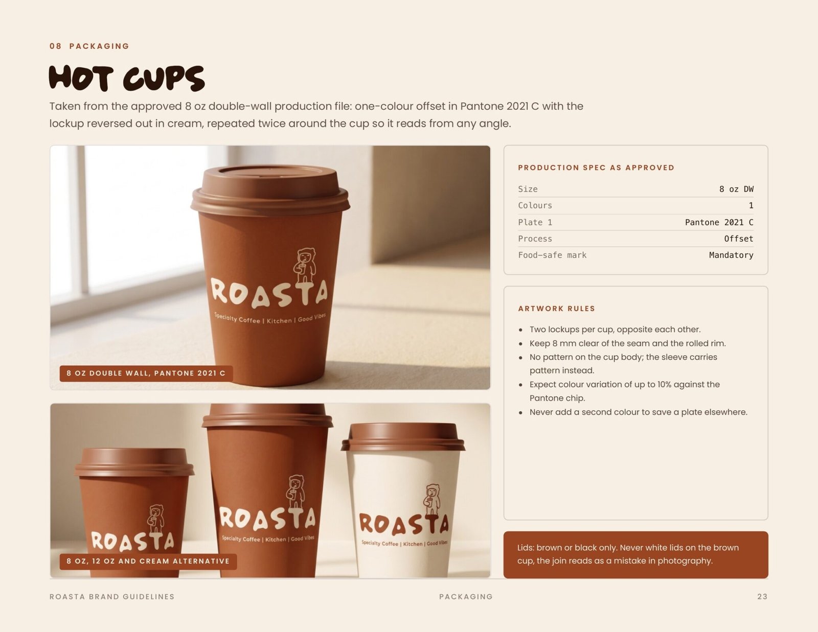 Roasta brand guidelines page 23, by Envision Creative