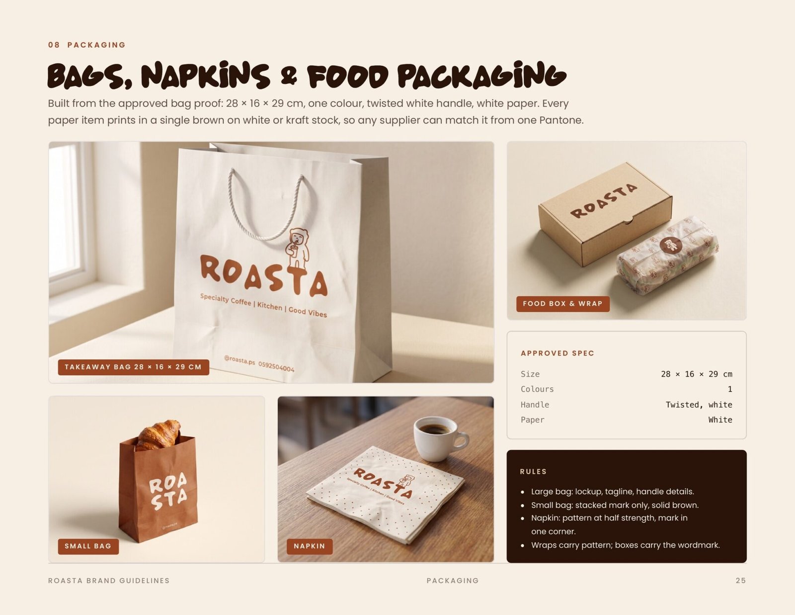 Roasta brand guidelines page 25, by Envision Creative
