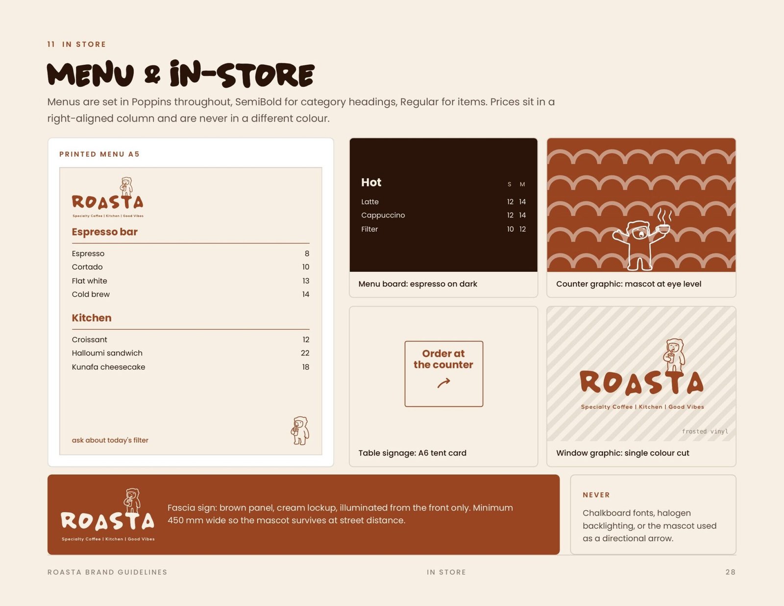Roasta brand guidelines page 28, by Envision Creative