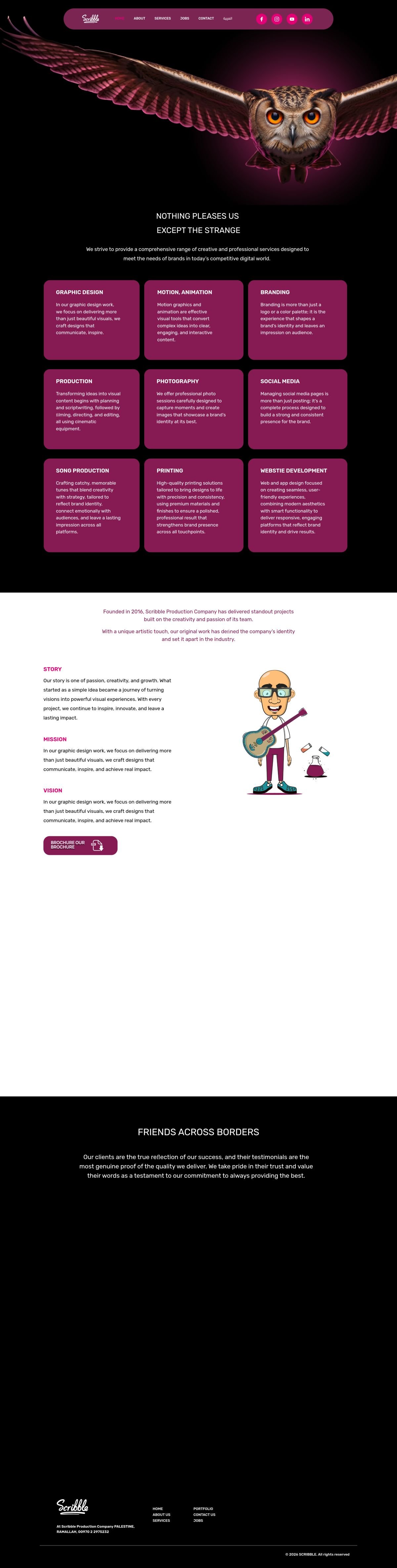 Scribble website, desktop view